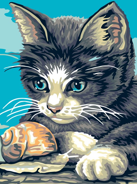 

Картина по номерам Живопись по Номерам Котенок и улитка, 30x40, Котенок и улитка