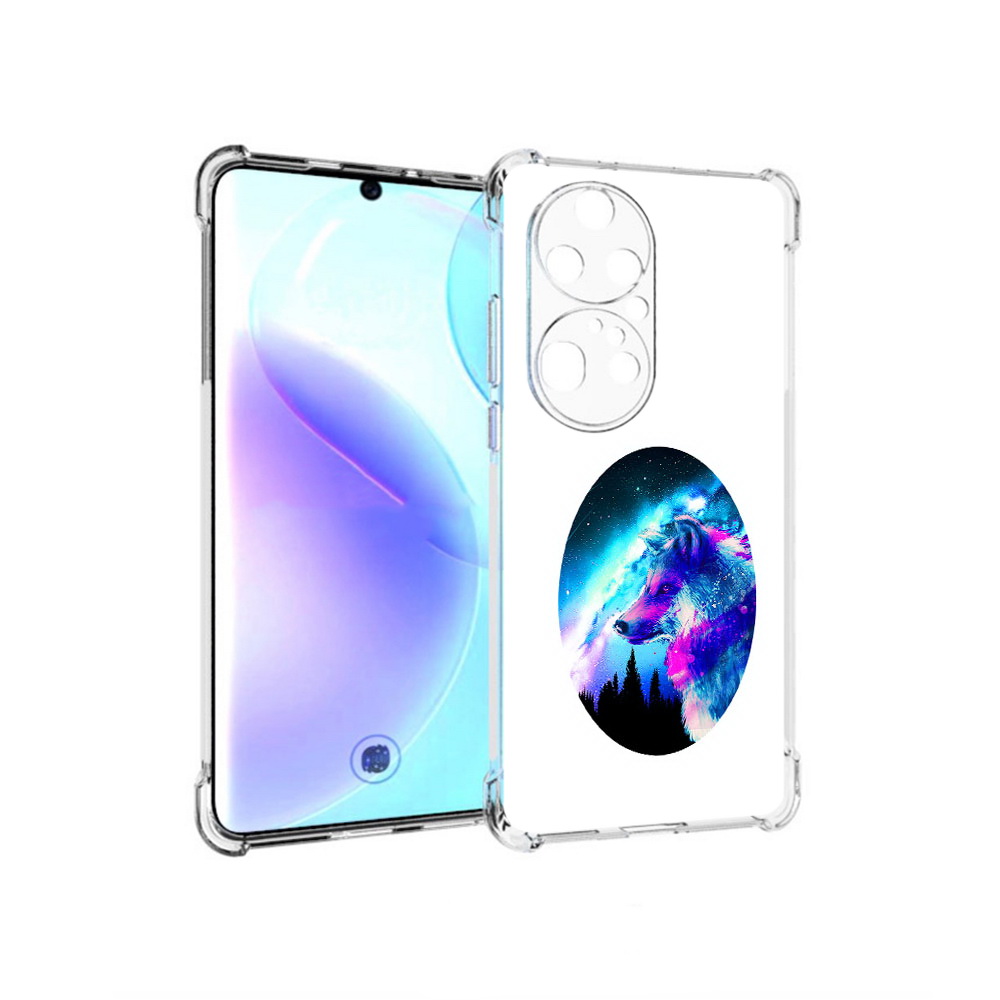 

Чехол MyPads Tocco для Huawei P50 Pro голубой волк, Прозрачный, Tocco