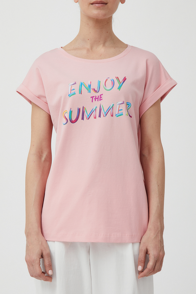 

Футболка женская Finn Flare S21-32018 розовая XS, S21-32018