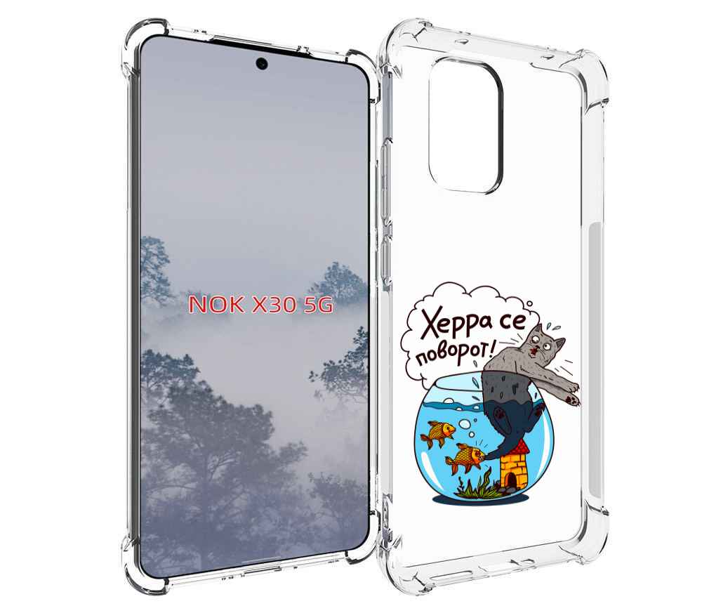 

Чехол MyPads Рыбы с котом для Nokia X30 5G, Tocco