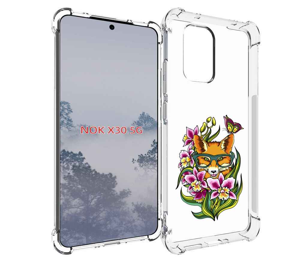 

Чехол MyPads Лиса в цветах для Nokia X30 5G, Tocco