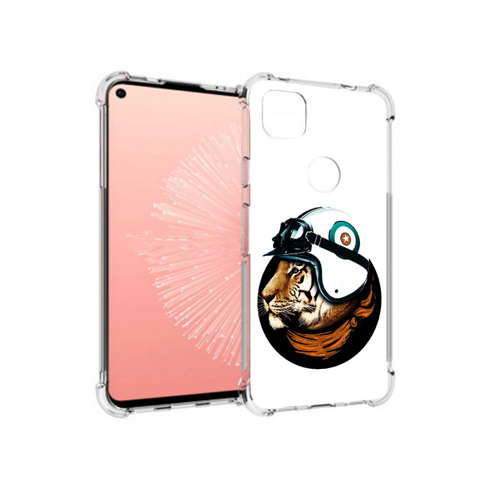 

Чехол MyPads Tocco для Google Pixel 4A Тигр в шлеме, Прозрачный, Tocco