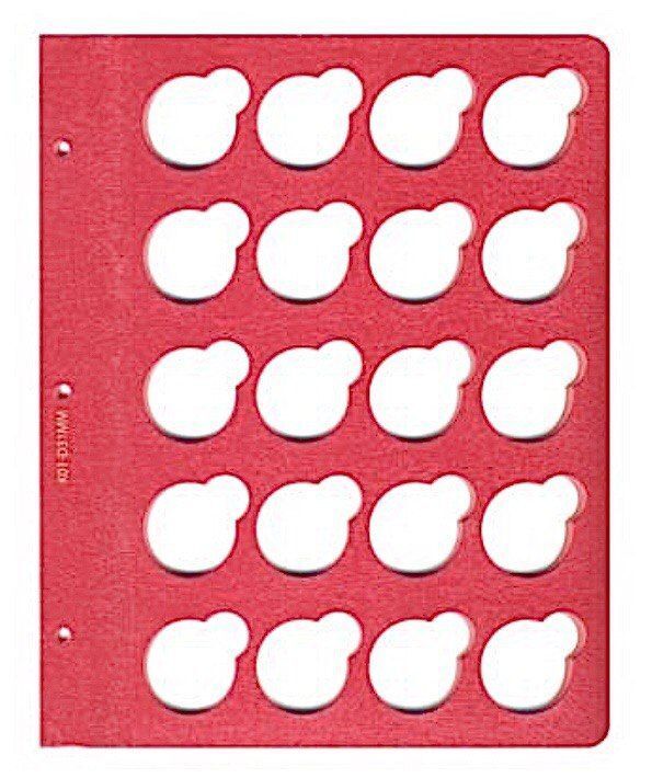 

Лист альбома для монет в капсулах диаметром 31 мм (красный). КоллекционерЪ