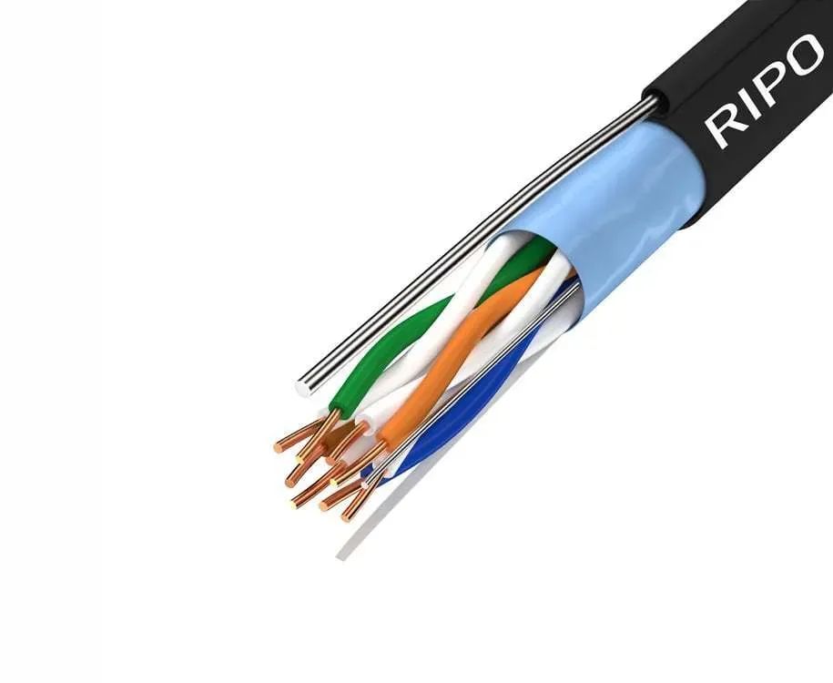 Кабель витая пара RIPO FTP4 CAT5E 24AWG Cu outdoor с одножильным тросом 50м 001-122025-50