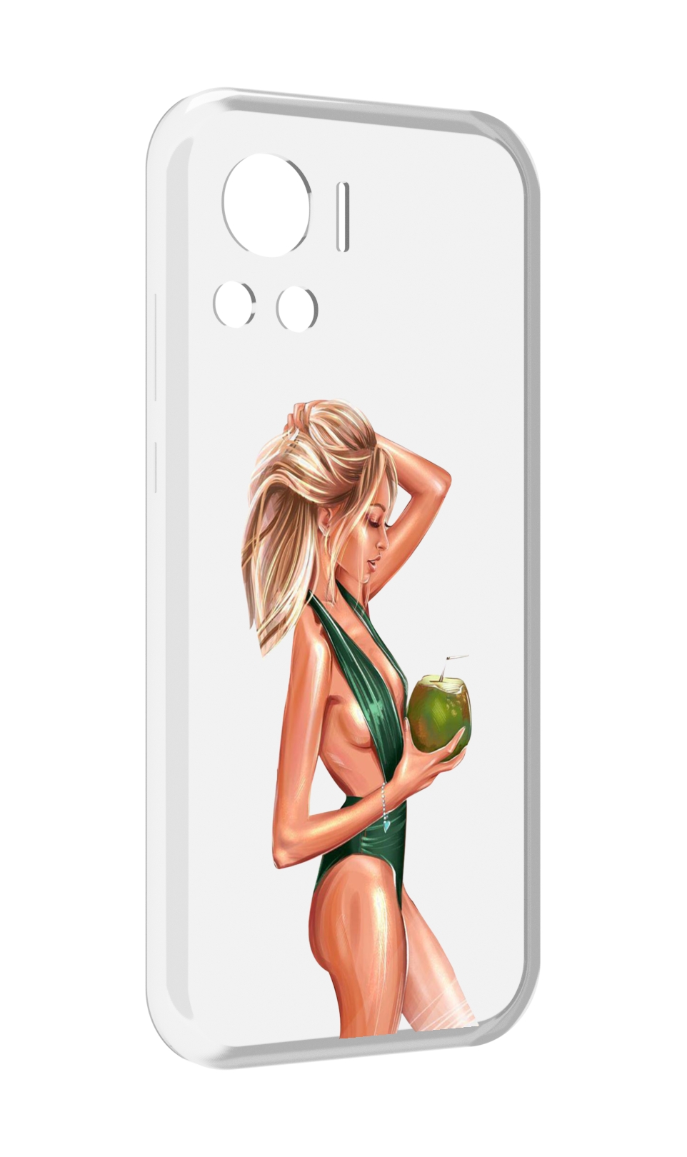 Чехол MyPads девушка-с-кокосом-в-зеленом-купальнике женский для Motorola Edge 30 Ultra