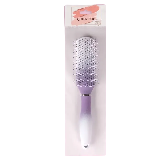 Расчёска массажная вентилируемая прорезиненная ручка 22,5 x 4,3 см цвет белый фиолетовый