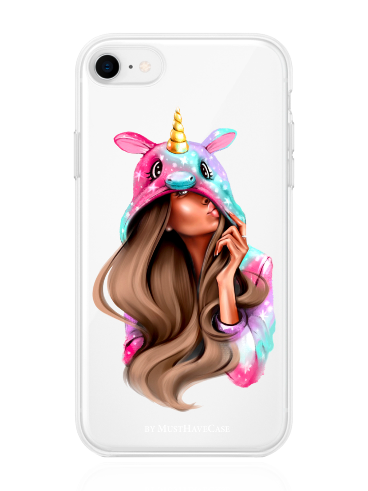 

Чехол MustHaveCase для iPhone 7/8/SE2020 Единорог прозрачный, iPhone 7/8/SE2020 Unicorn Girl