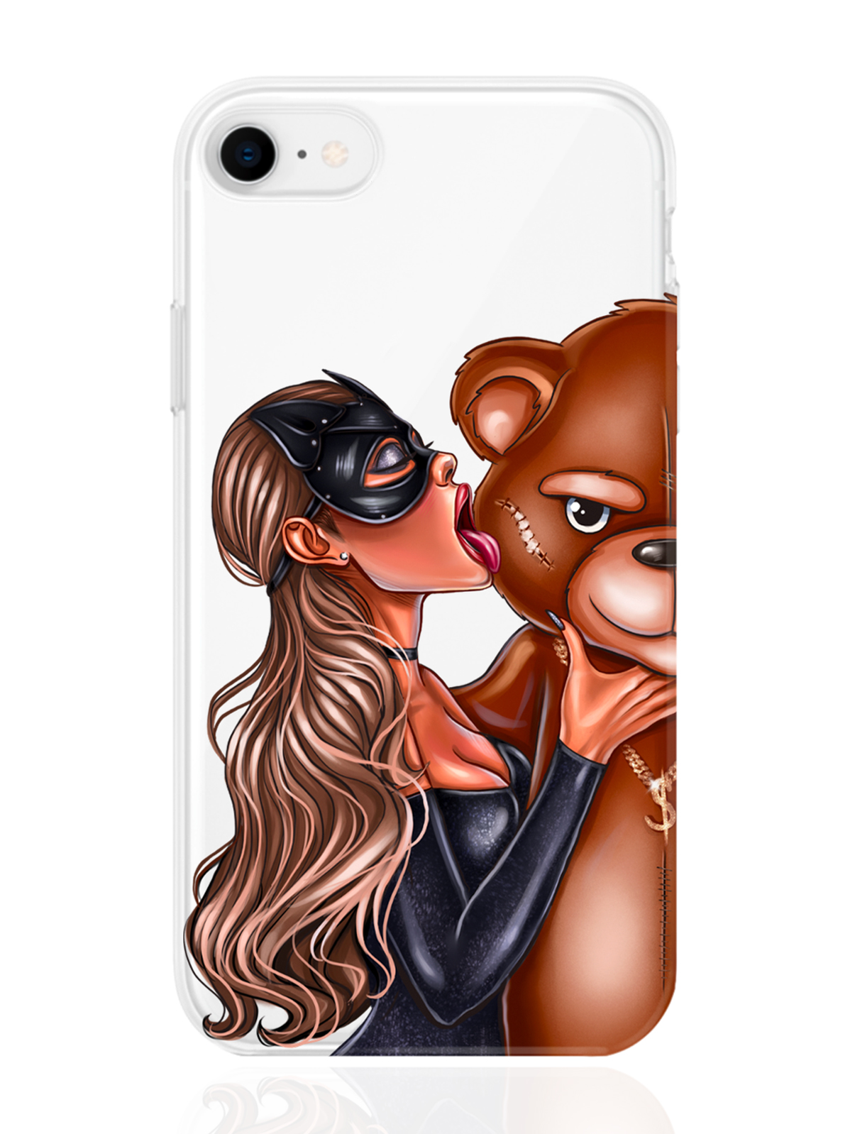 

Чехол MustHaveCase для iPhone 7/8/SE2020 Кошечка русая и мишка прозрачный, iPhone 7/8/SE2020 Кошечка русая и мишка