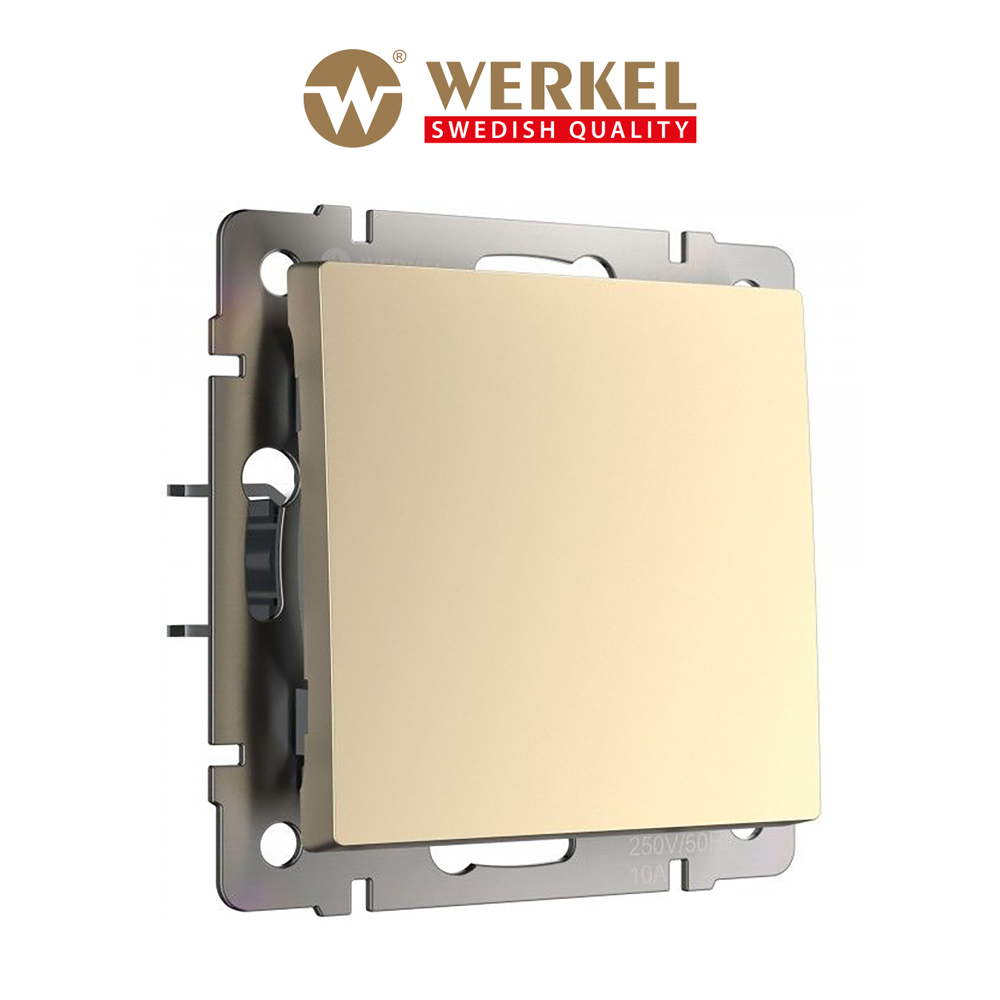 

Встраиваемый одноклавишный выключатель Werkel W1110011 шампань 10 А, Золотистый, Выключатель одноклавишный