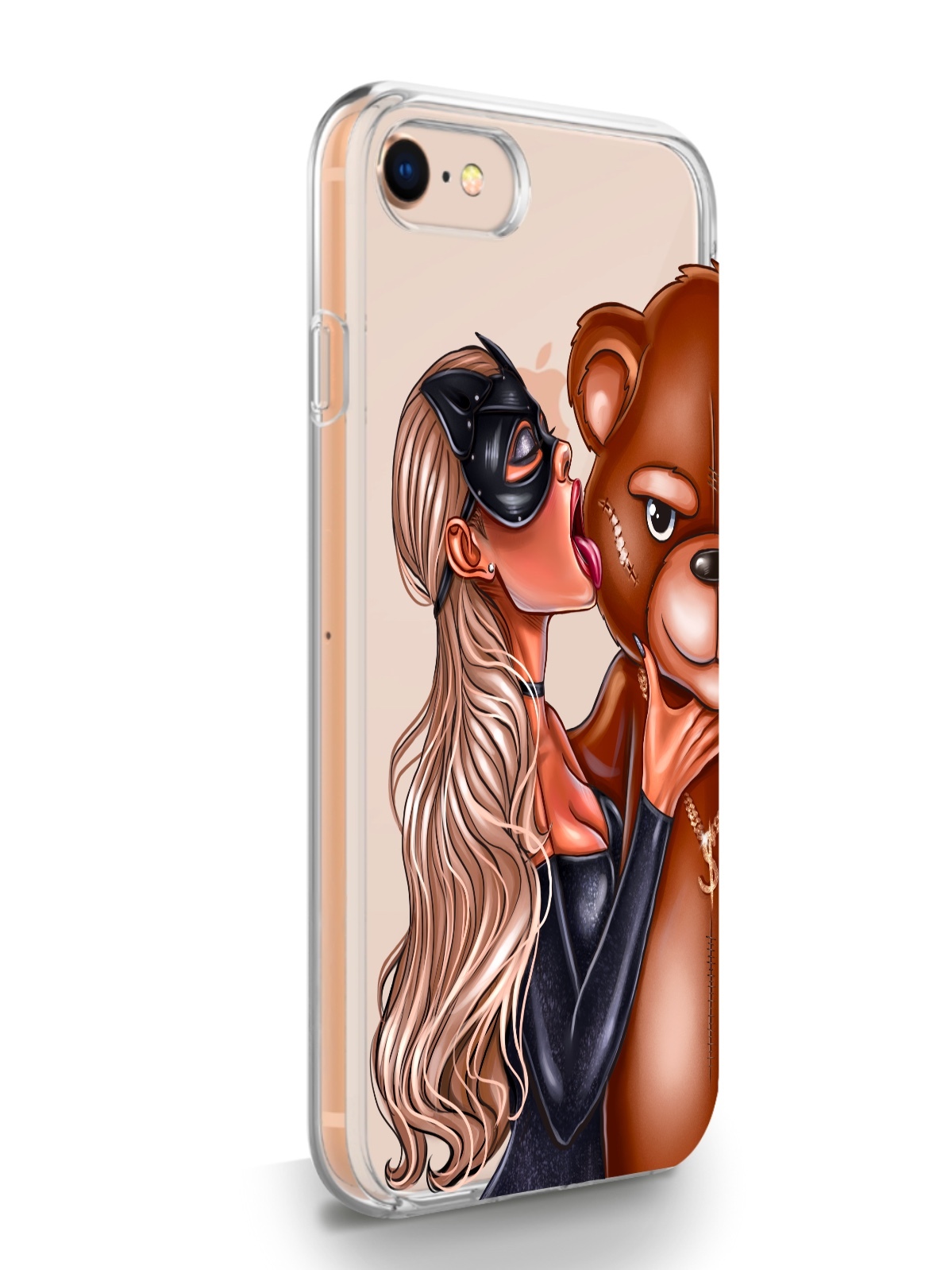 фото Чехол musthavecase для iphone 7/8/se2020 кошечка блондинка и мишка прозрачный