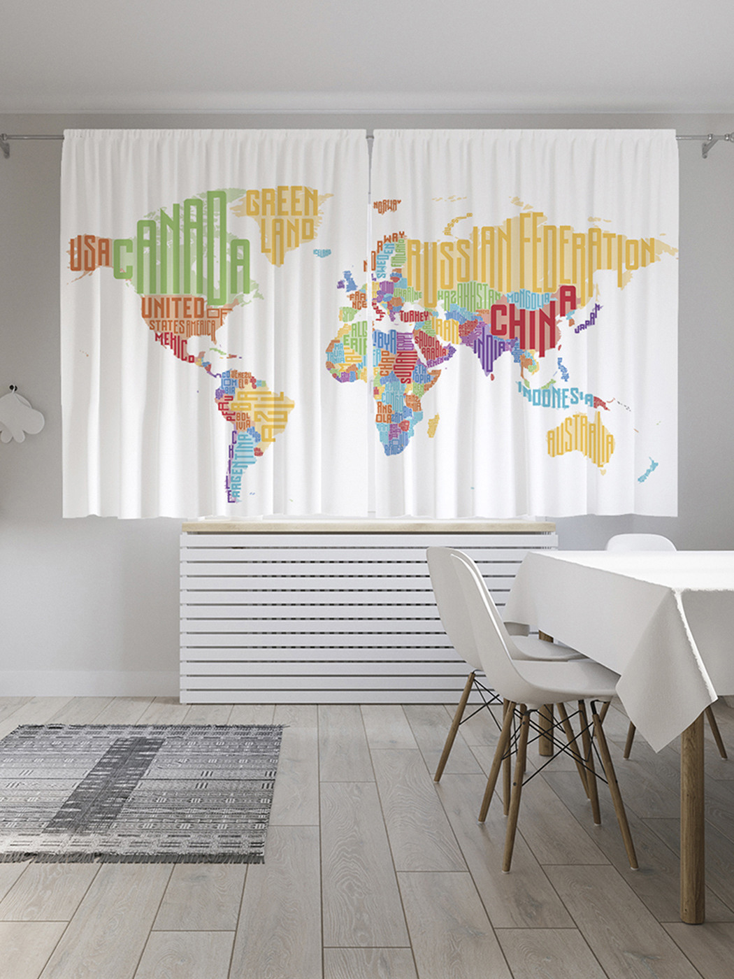 

Шторы с фотопечатью "Буквенная карта" из сатена, 290х180 см