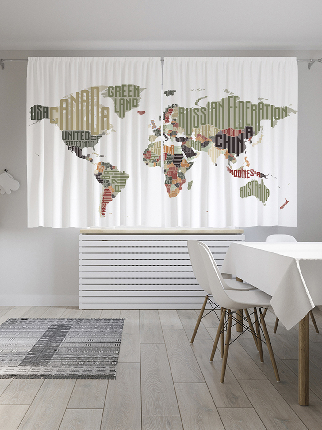 

Шторы с фотопечатью "Буквенная карта" из сатена, 290х180 см