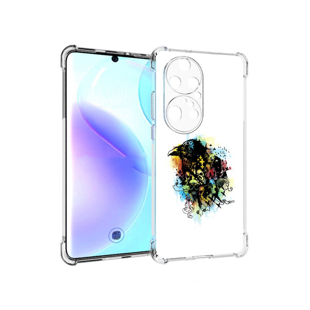 

Чехол MyPads Tocco для Huawei P50 Pro ворон и черепа, Прозрачный, Tocco