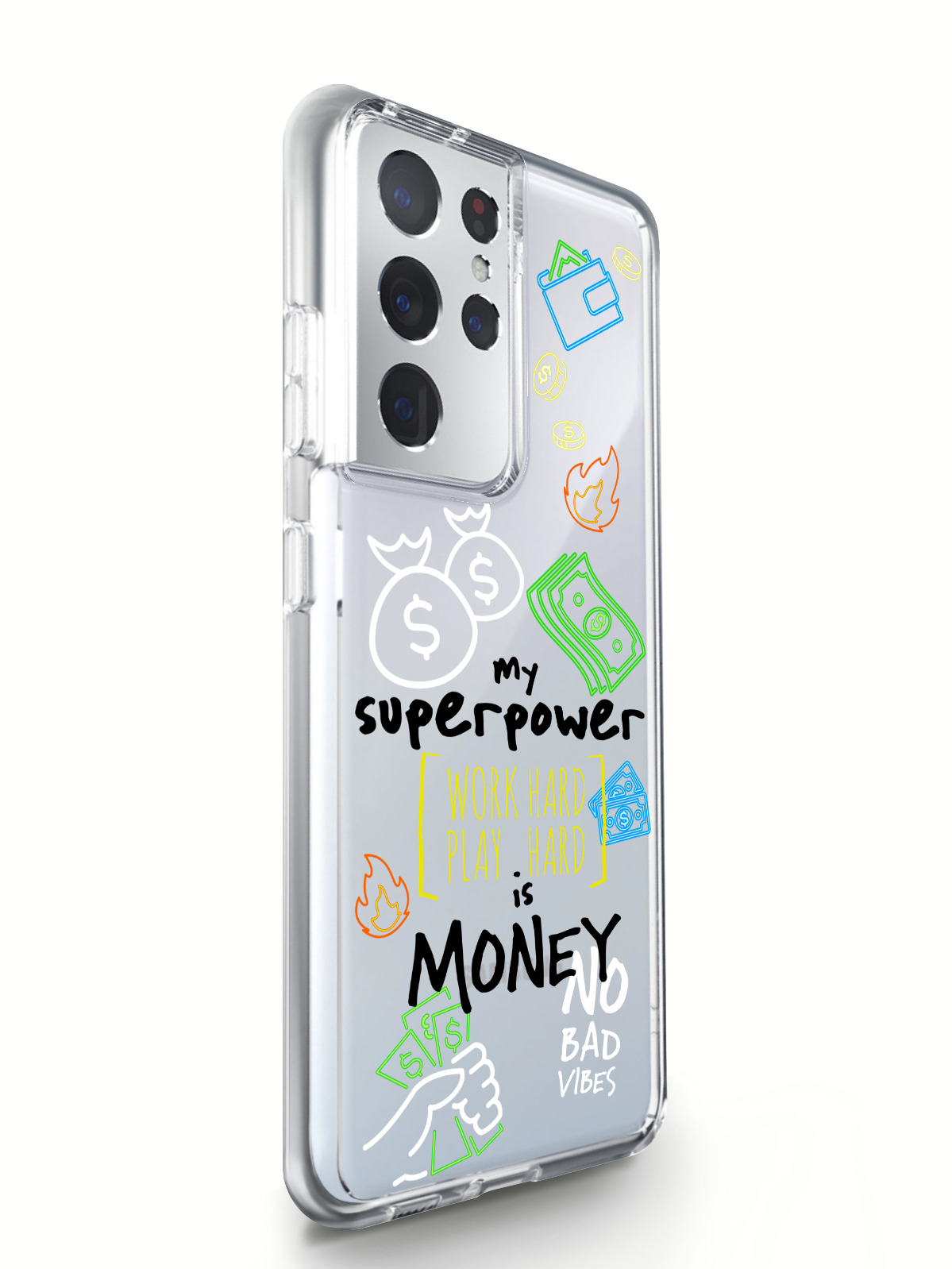 фото Чехол musthavecase для samsung galaxy s21 ultra my superpower is money прозрачный