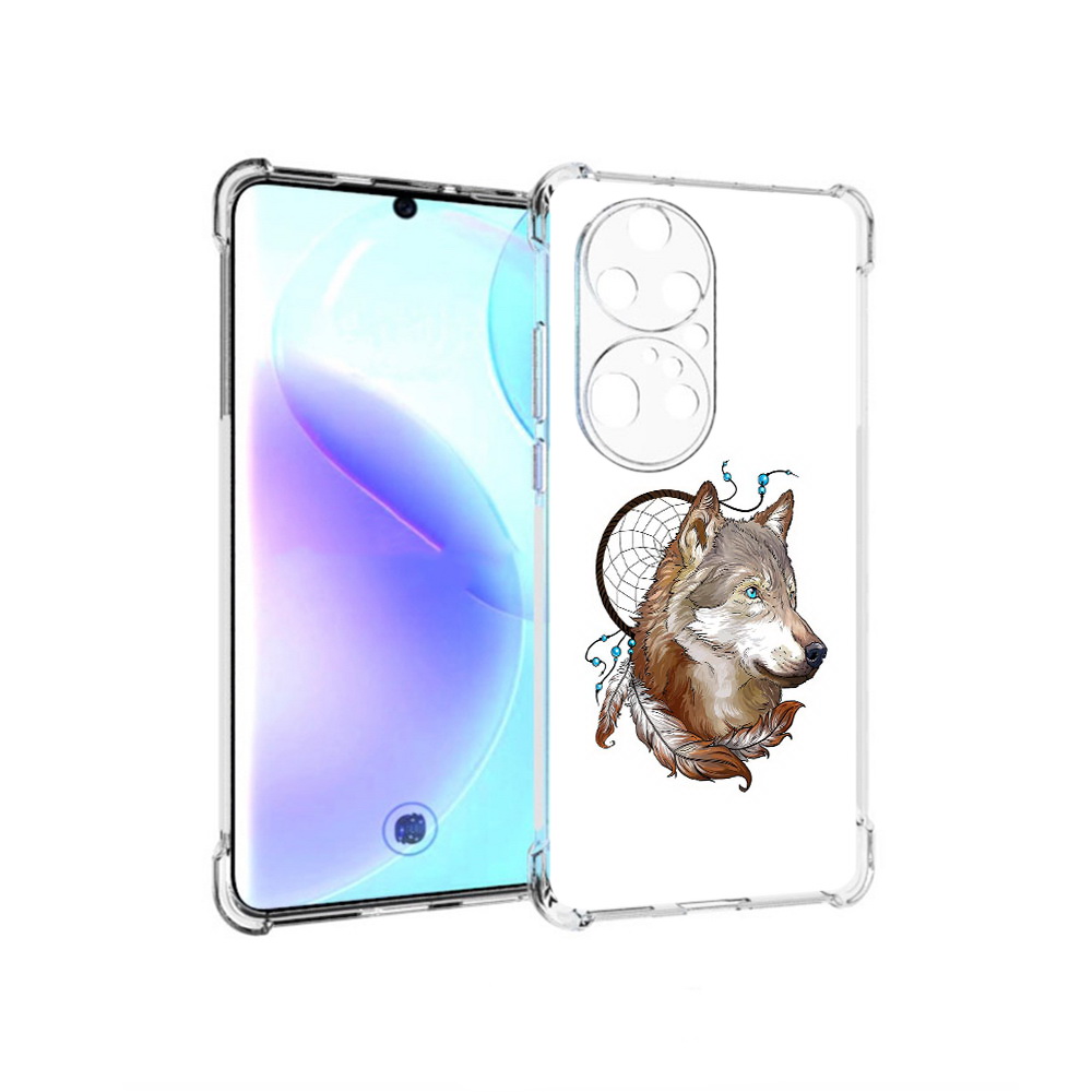 

Чехол MyPads Tocco для Huawei P50 Pro волк и ловец снов, Прозрачный, Tocco