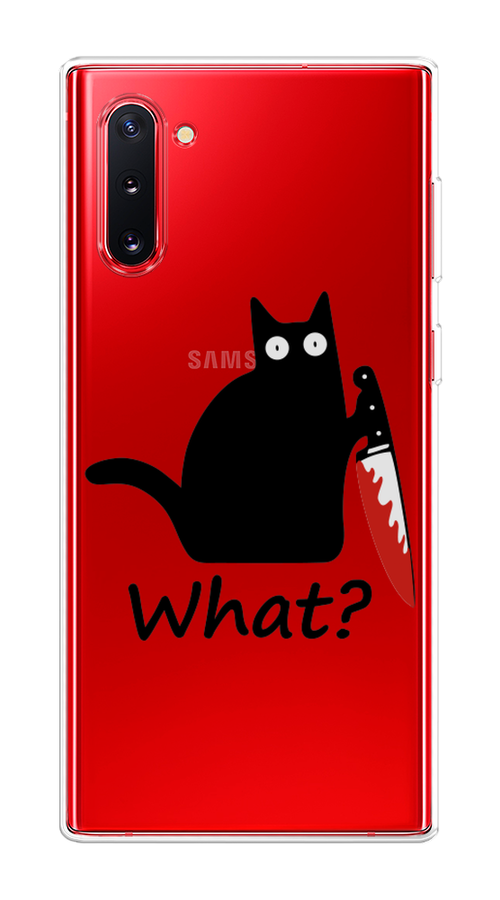 

Чехол на Samsung Galaxy Note 10 "Котик с ножом", Черный;красный, 28650-6