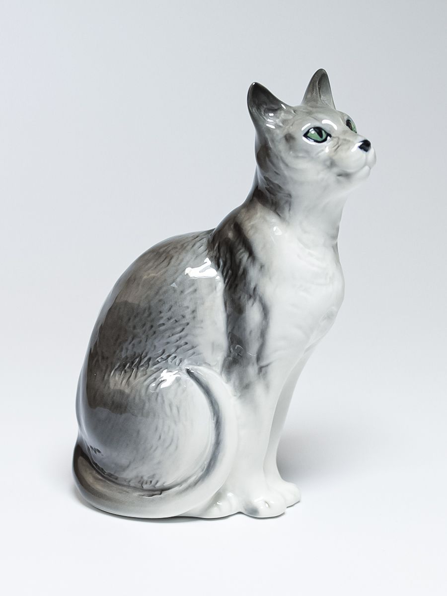 

Фигурка Астраханский фарфор Сциталис Короткошёрстная кошка, серая. H 10см, Серый, СА-047-С