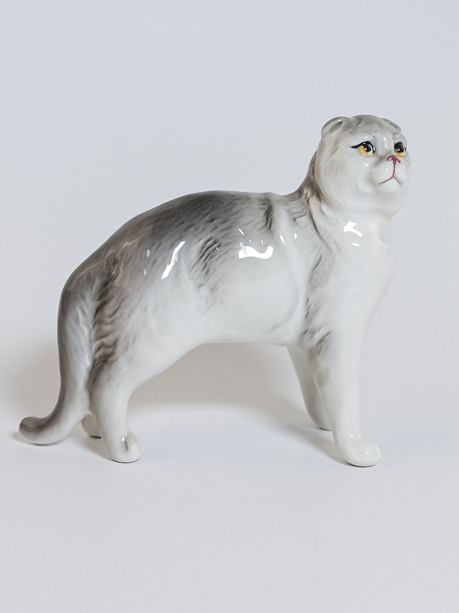 

Фигурка Астраханский фарфор Сциталис Вислоухая кошка, серая. H 9см, Серый, СА-048-С