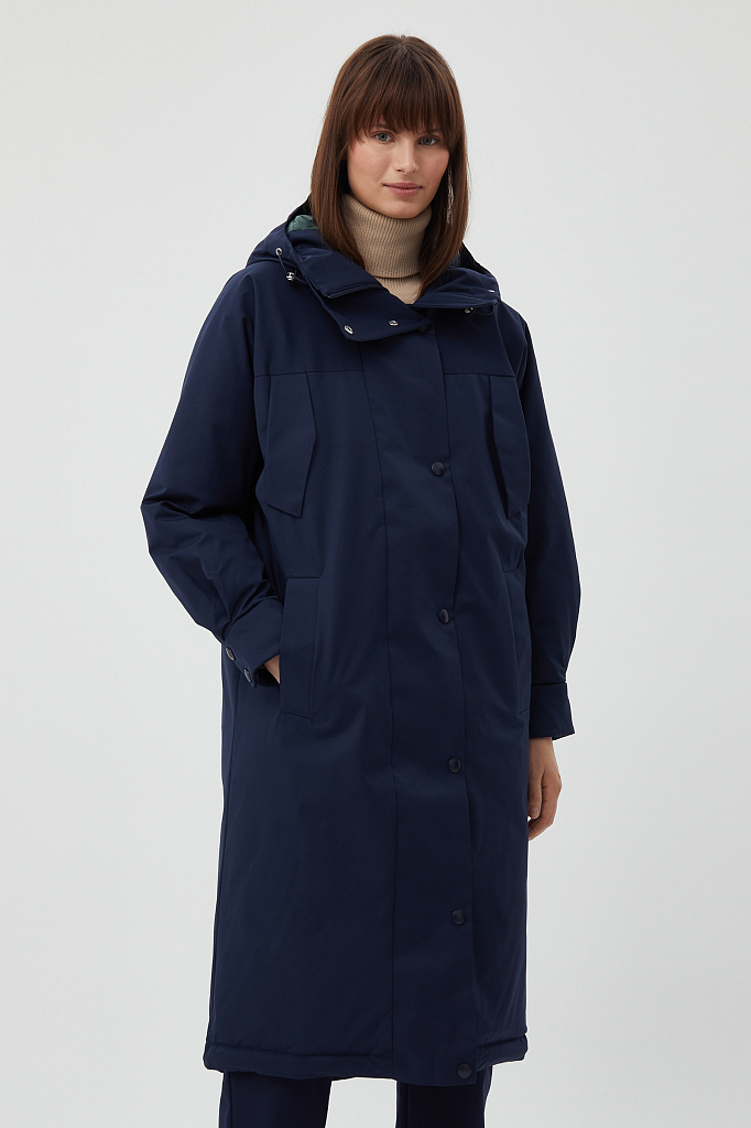 фото Утепленное пальто женское finn flare fwb11030 синее xl