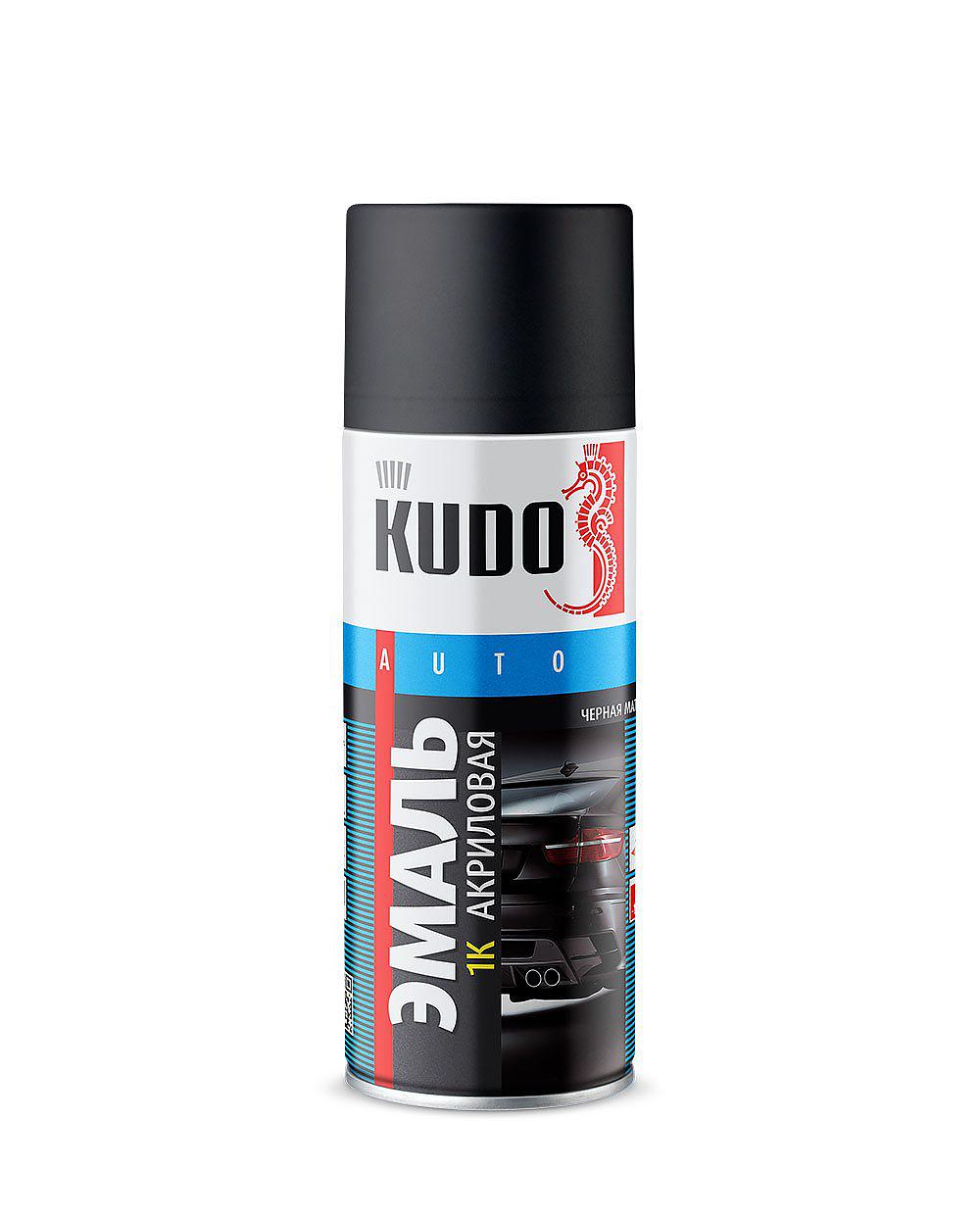Краска-спрей KUDO KU52325 акриловая 1к черная матовая 520 мл