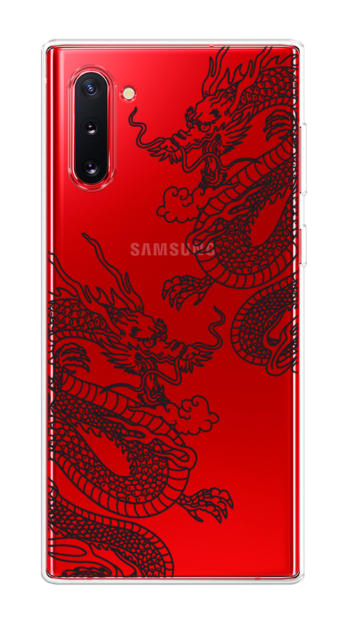 

Чехол на Samsung Galaxy Note 10 "Два китайских дракона", Серый;черный, 28650-1