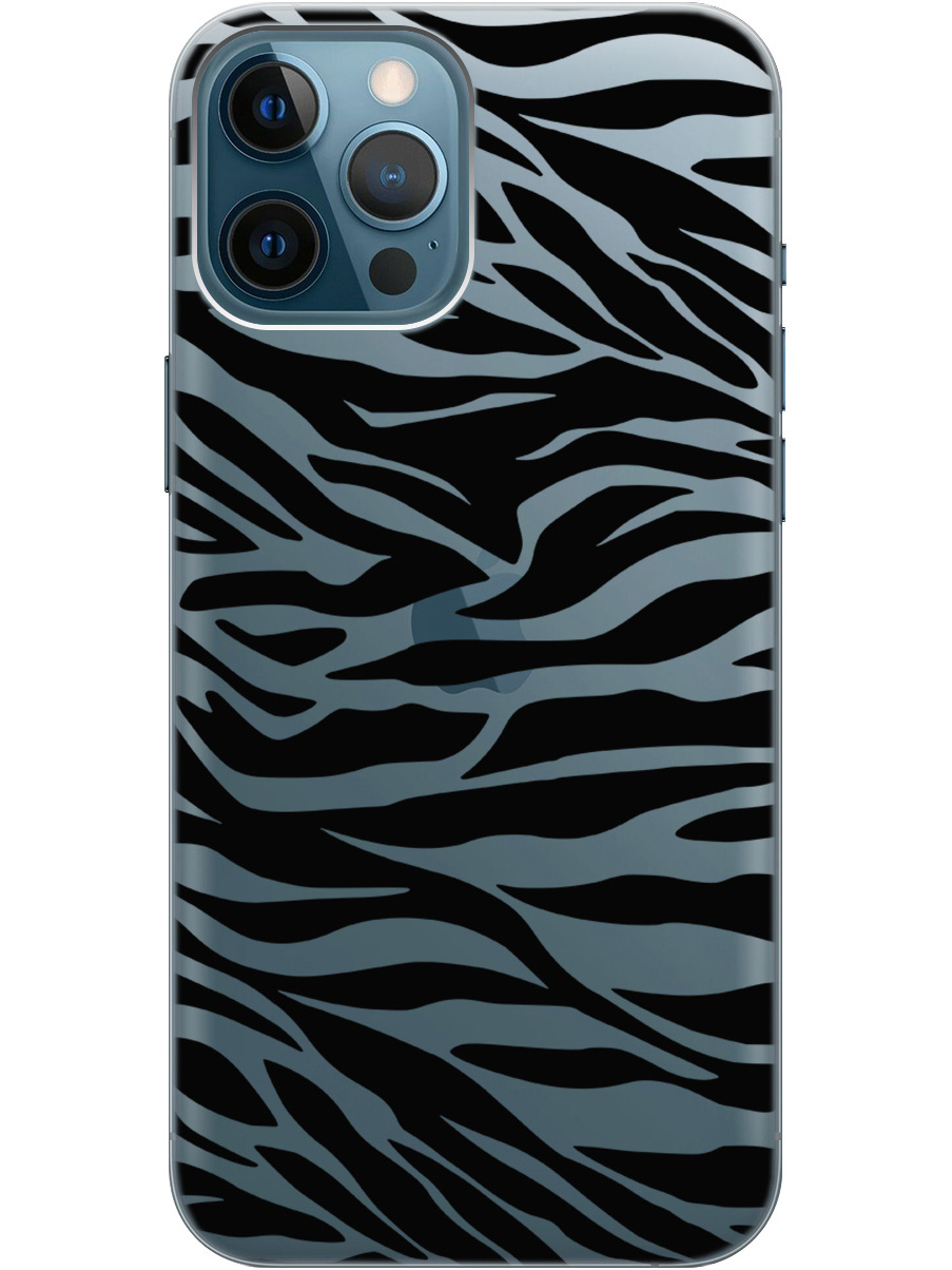 

Силиконовый чехол на Apple iPhone 12 Pro Max с рисунком "Зебра" прозрачный, Прозрачный;черный, 20000398
