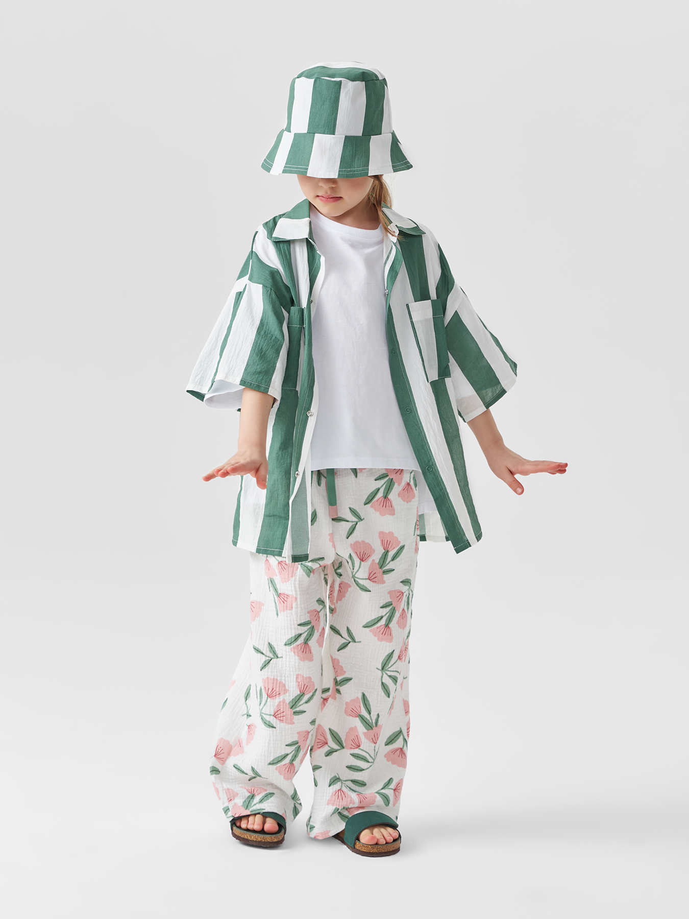 

Рубашка детская Happy Baby 88116, green stripe, 110, Зеленый, 88116