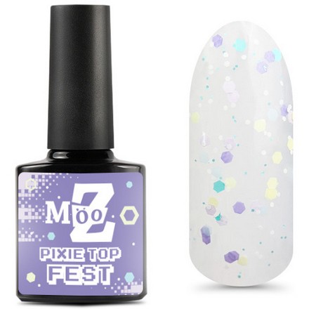 

Топ для ногтей глянцевый MOOZ Pixie Fest для гель лака с блестками полупрозрачный 9 мл