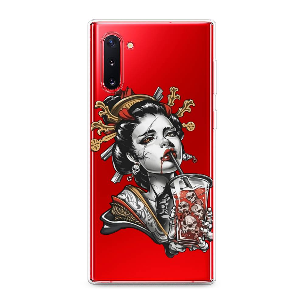 

Чехол на Samsung Galaxy Note 10 "Опасная гейша", Красный;черный;серый, 28650-4