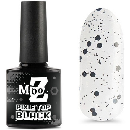 

Топ для ногтей глянцевый MOOZ Pixie Black для гель лака с блестками полупрозрачный 9 мл