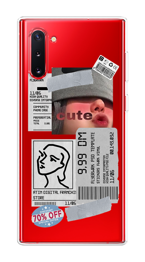 

Чехол на Samsung Galaxy Note 10 "Cute girl collage", Розовый;серый;голубой, 28650-6