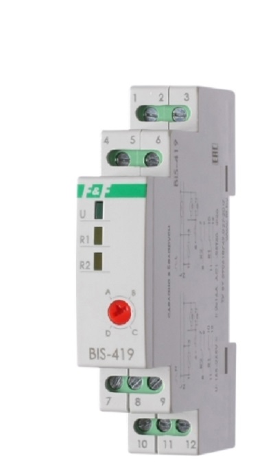 фото Реле импульсное bis-419, 4 функции, управление двумя нагрузками, 230b 16a 2no/nc ip20 евроавтоматика f&f