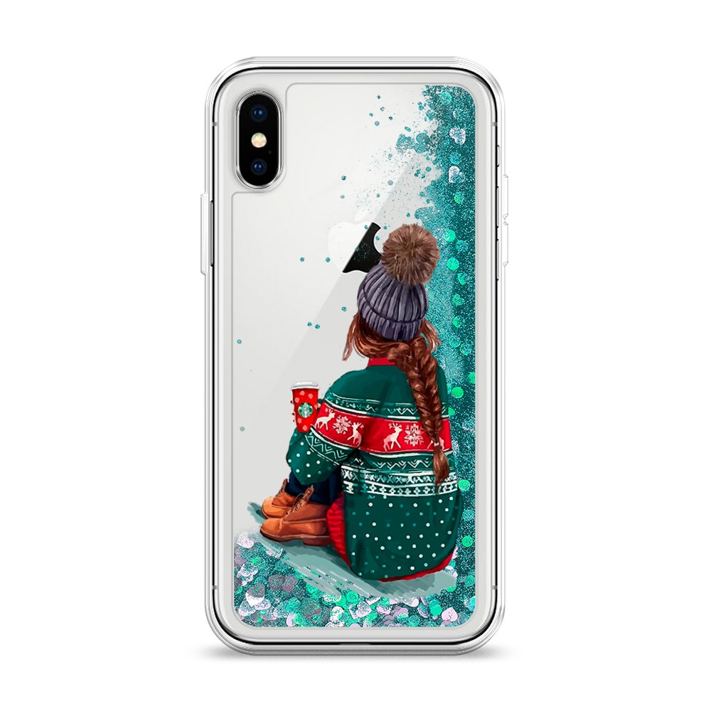 

Жидкий чехол с блестками "Winter dreams" на Apple iPhone XS (10S), 11895-1
