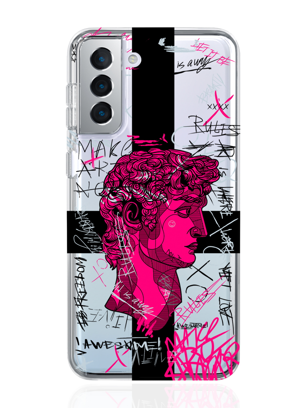Чехол MustHaveCase для Samsung Galaxy S21+ Голова Давида граффити прозрачный