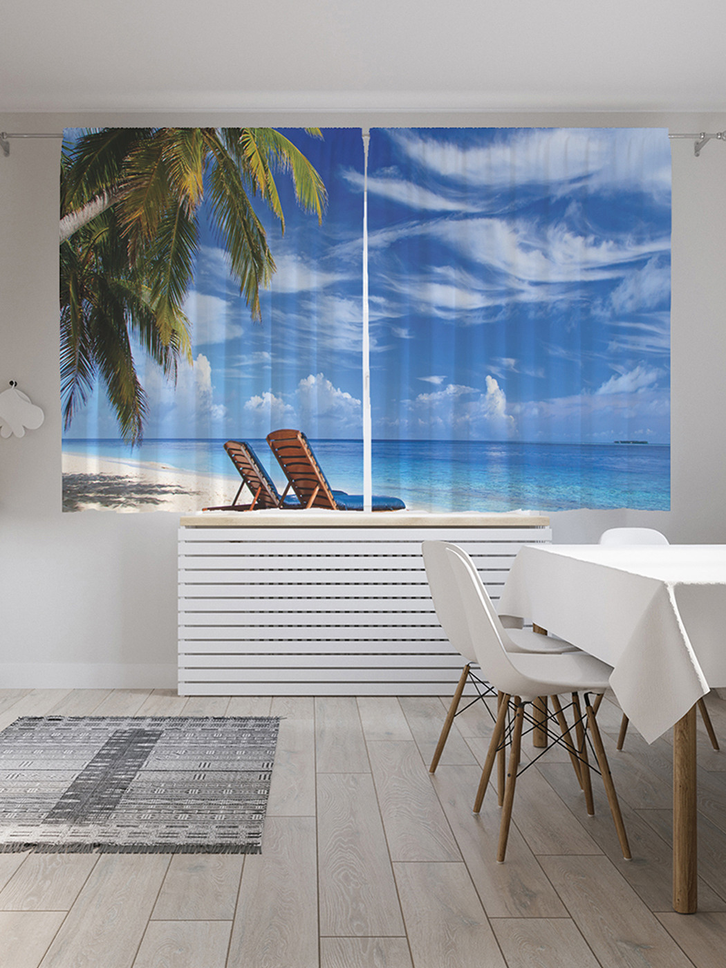 

Шторы с фотопечатью "Морская любовь" из сатена, 290х180 см