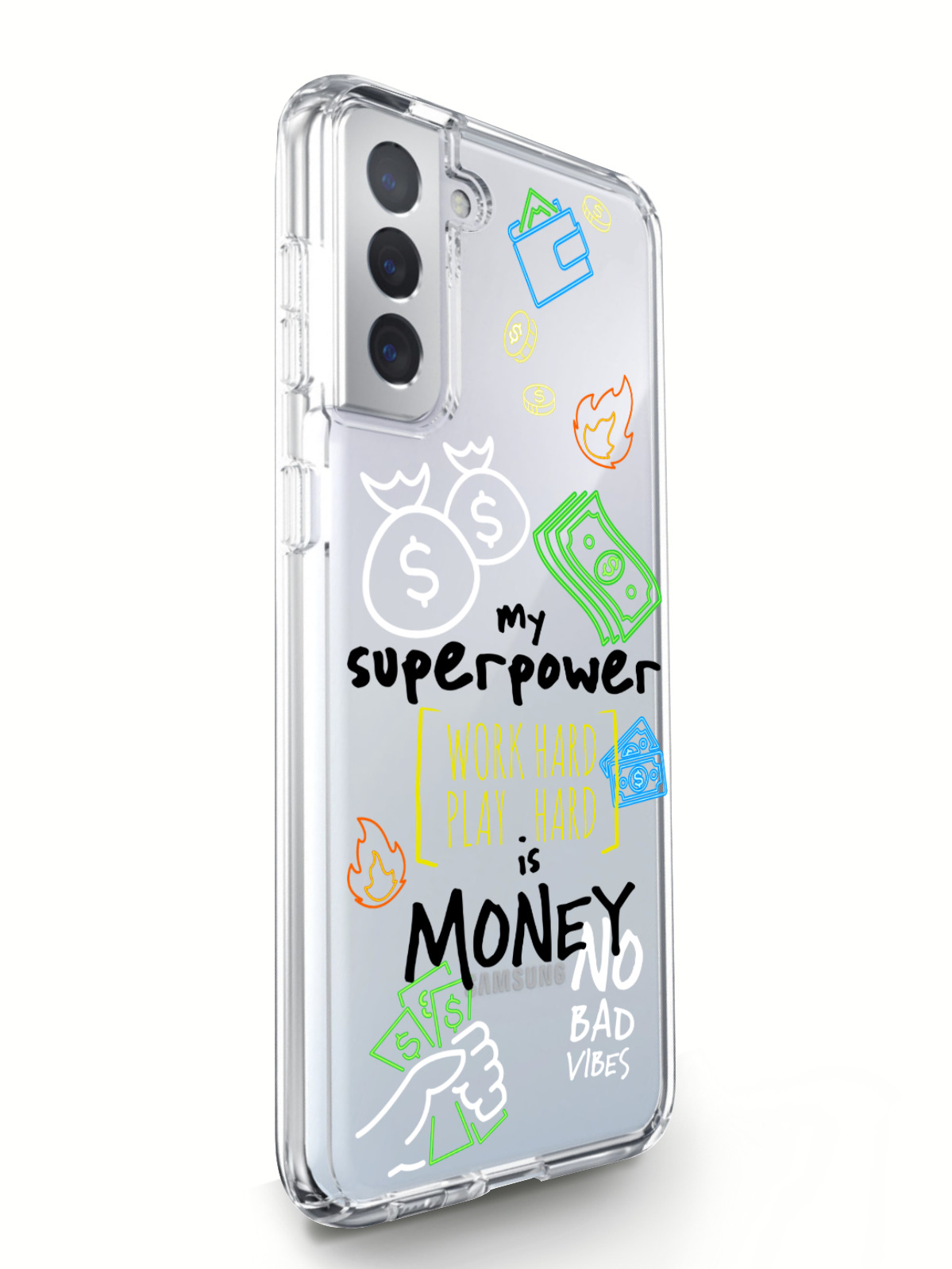 фото Чехол musthavecase для samsung galaxy s21+ my superpower is money прозрачный