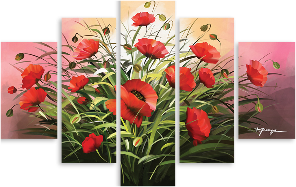 

Картина модульная на холсте Модулка Маковый букет 120x83 см, 4370