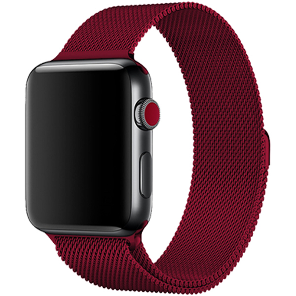 

Ремешок миланcкий из нержавеющей стали для Apple Watch 42/44мм (8), бордовый, на магните