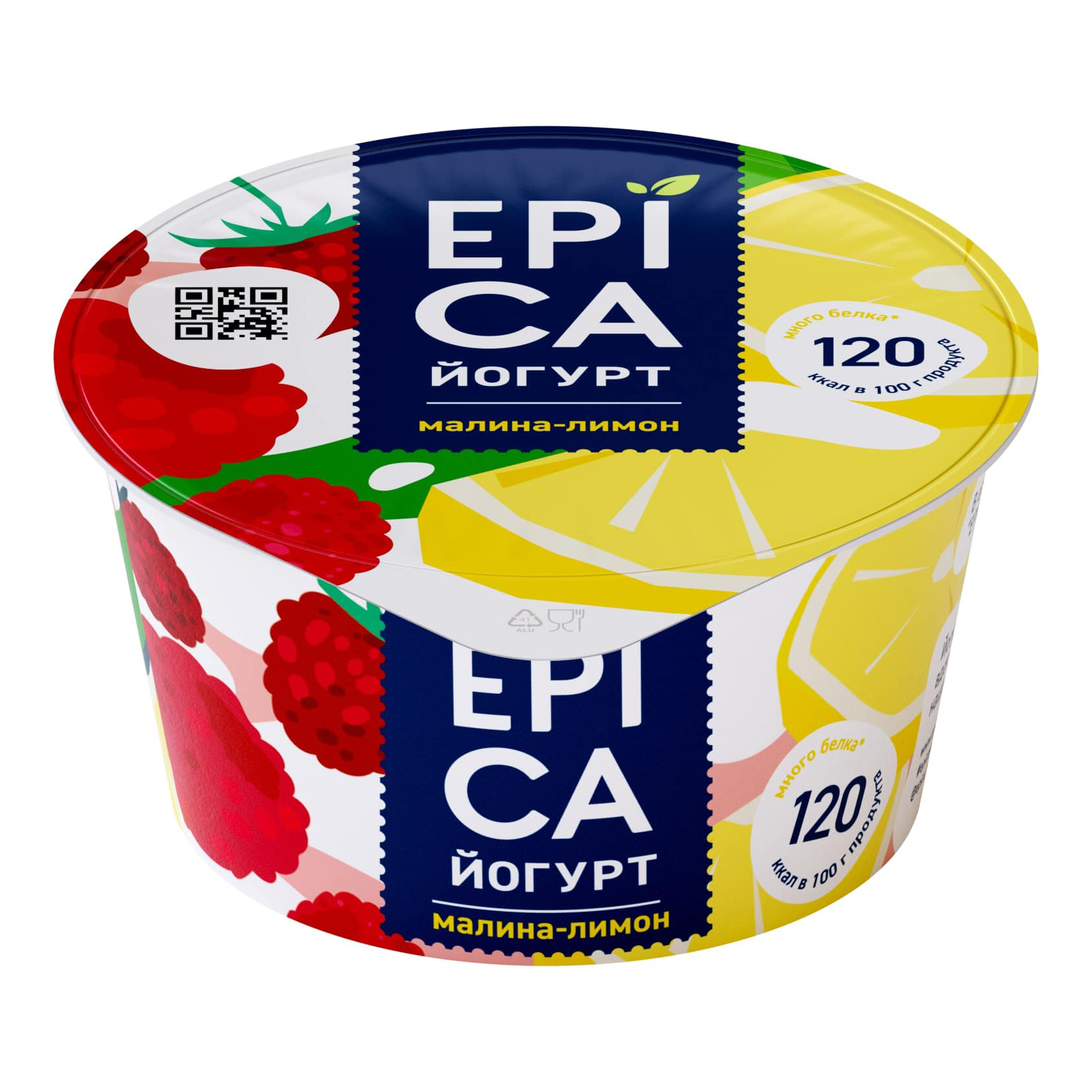 

Йогурт Epica малина-лимон 4,8% БЗМЖ 190 г