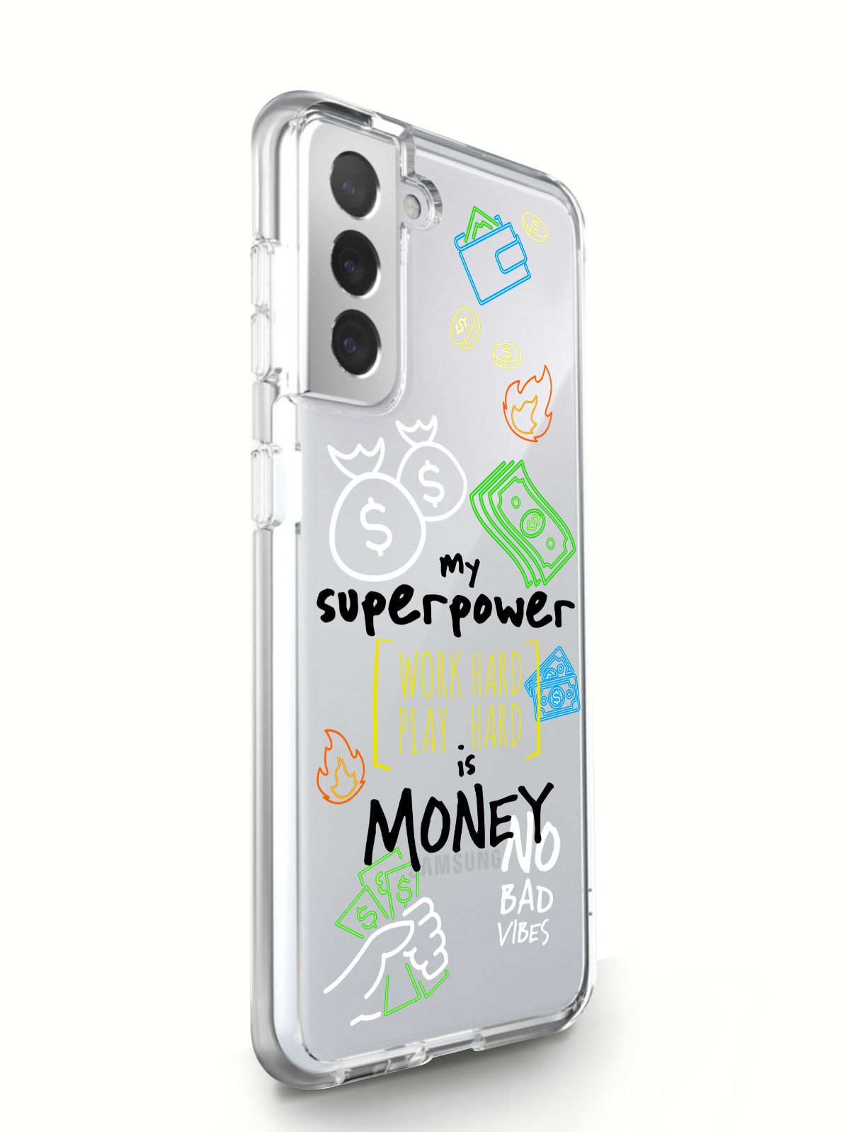 фото Чехол musthavecase для samsung galaxy s21 my superpower is money прозрачный