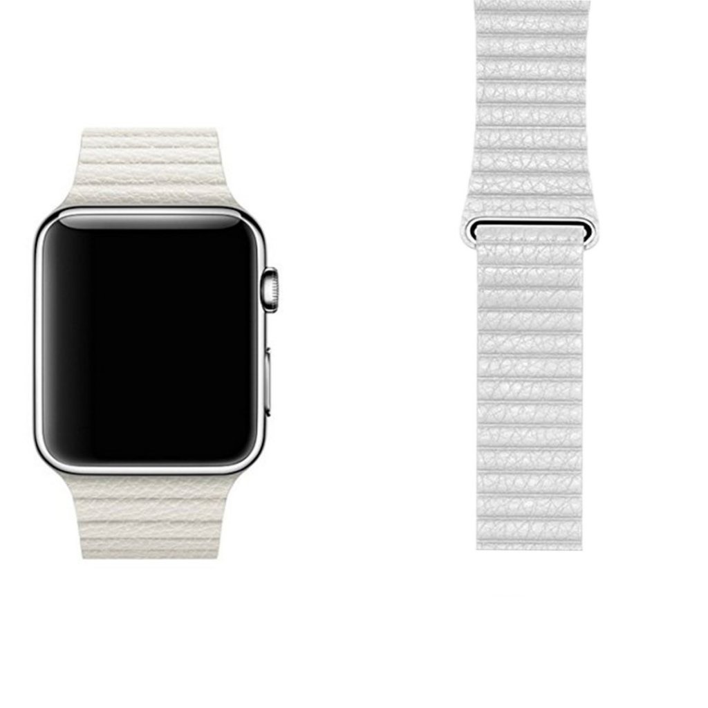 

Ремешок кожаный для Apple Watch 42/44мм (15), белый, на магните