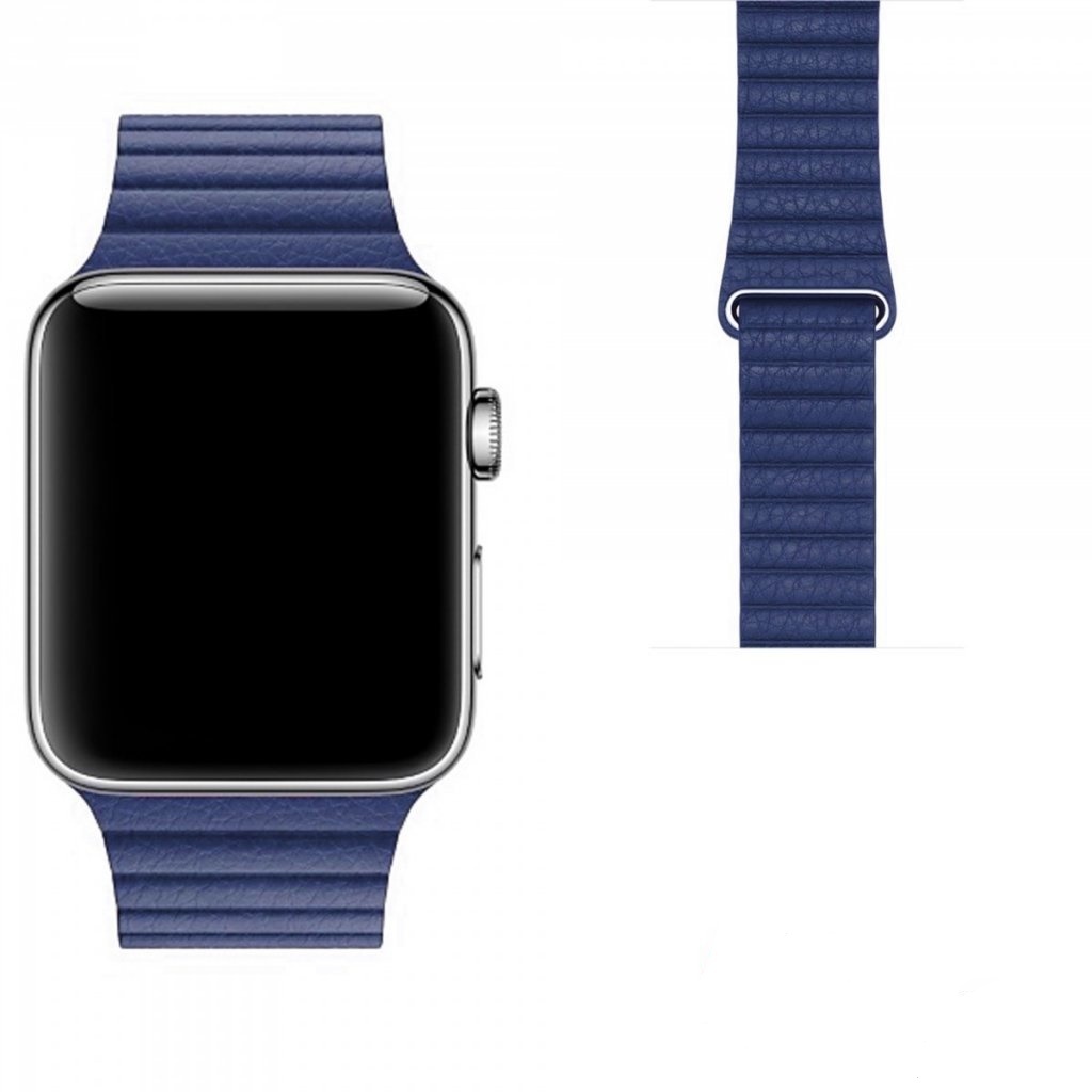 

Ремешок кожаный для Apple Watch 42/44мм (11), синий, на магните