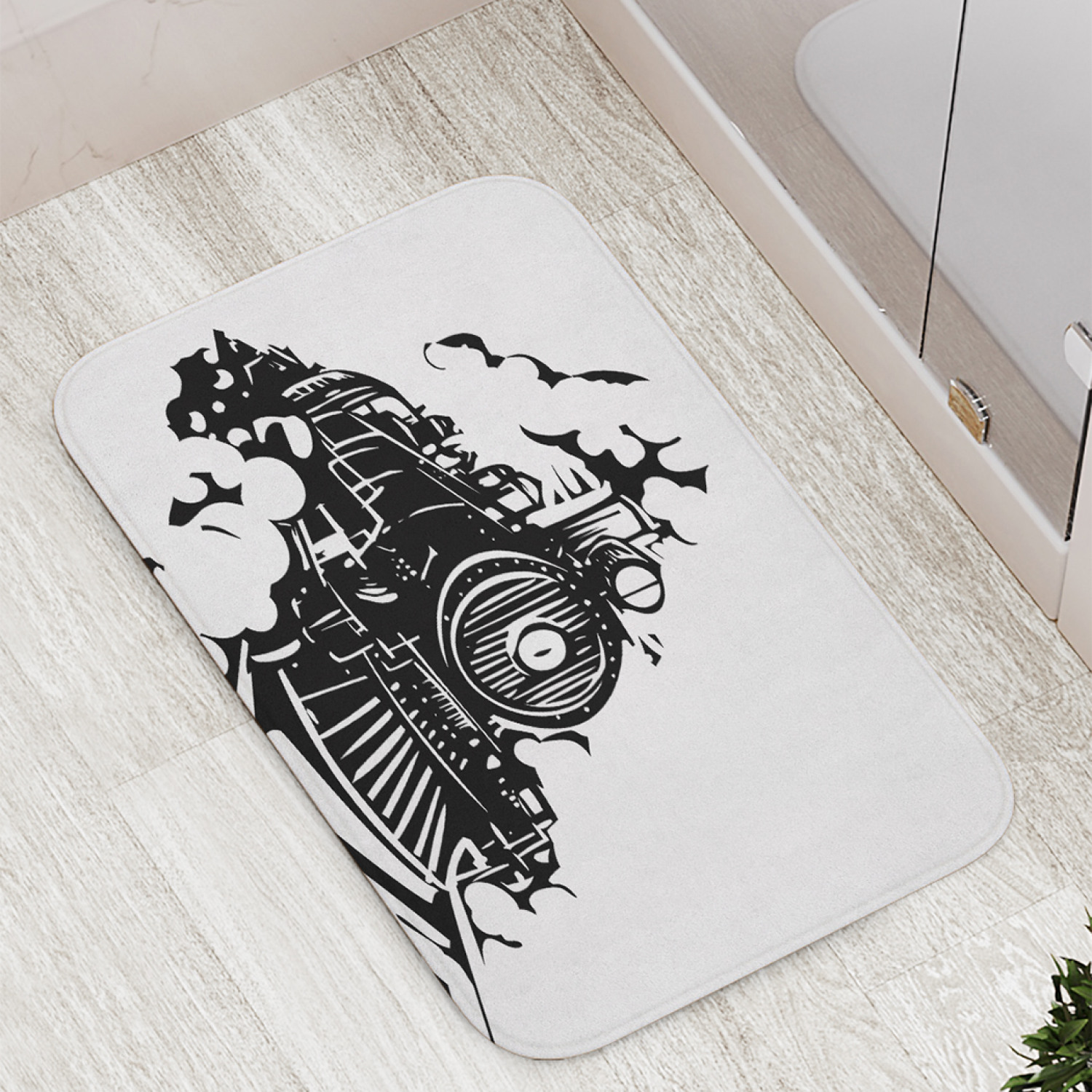 фото Коврики для ванной и туалета bath_91261 графический паровоз joyarty