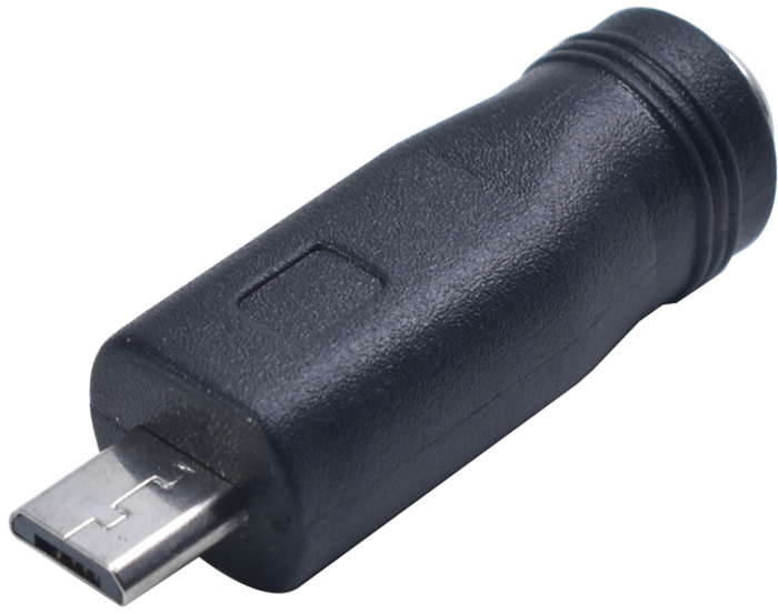 Адаптер-переходник GSMIN 5.5 мм x 2.1 мм DC (F) - micro USB (M) (Black)