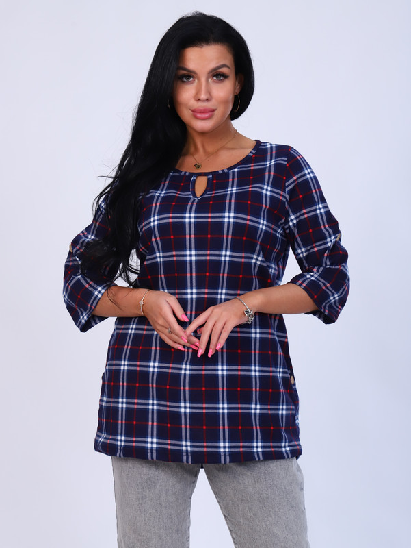

Блуза женская New Life jersey 109-201 синяя 56 RU, 109-201