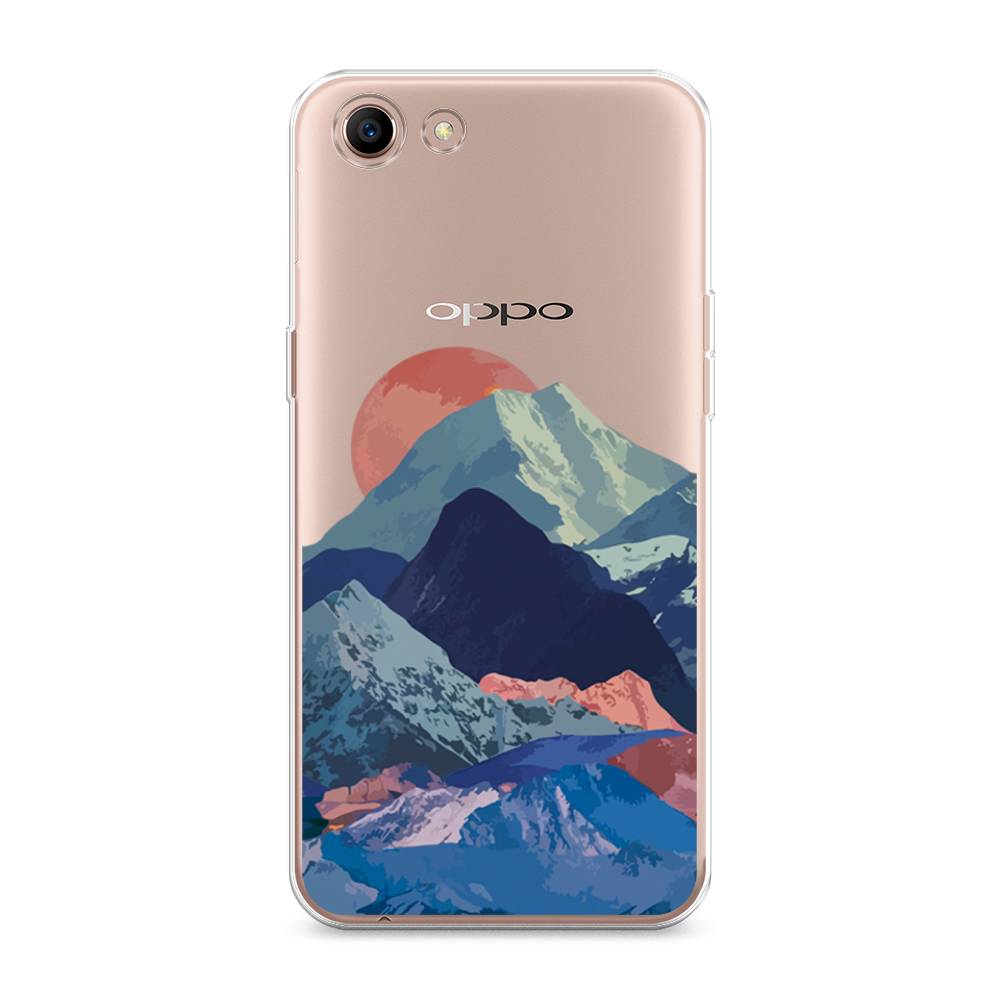 

Чехол для Oppo A83 "Закат в снежных горах", Красный;серый;голубой, 250150-2