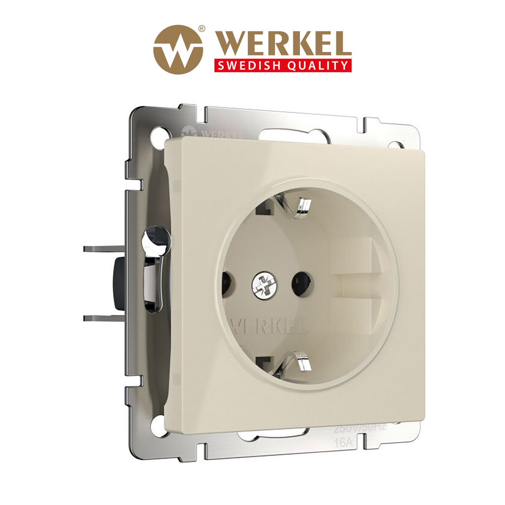 

Встраиваемая розетка Werkel W1171003 слоновая кость с заземлением 16 А, Бежевый, Розетка с заземлением