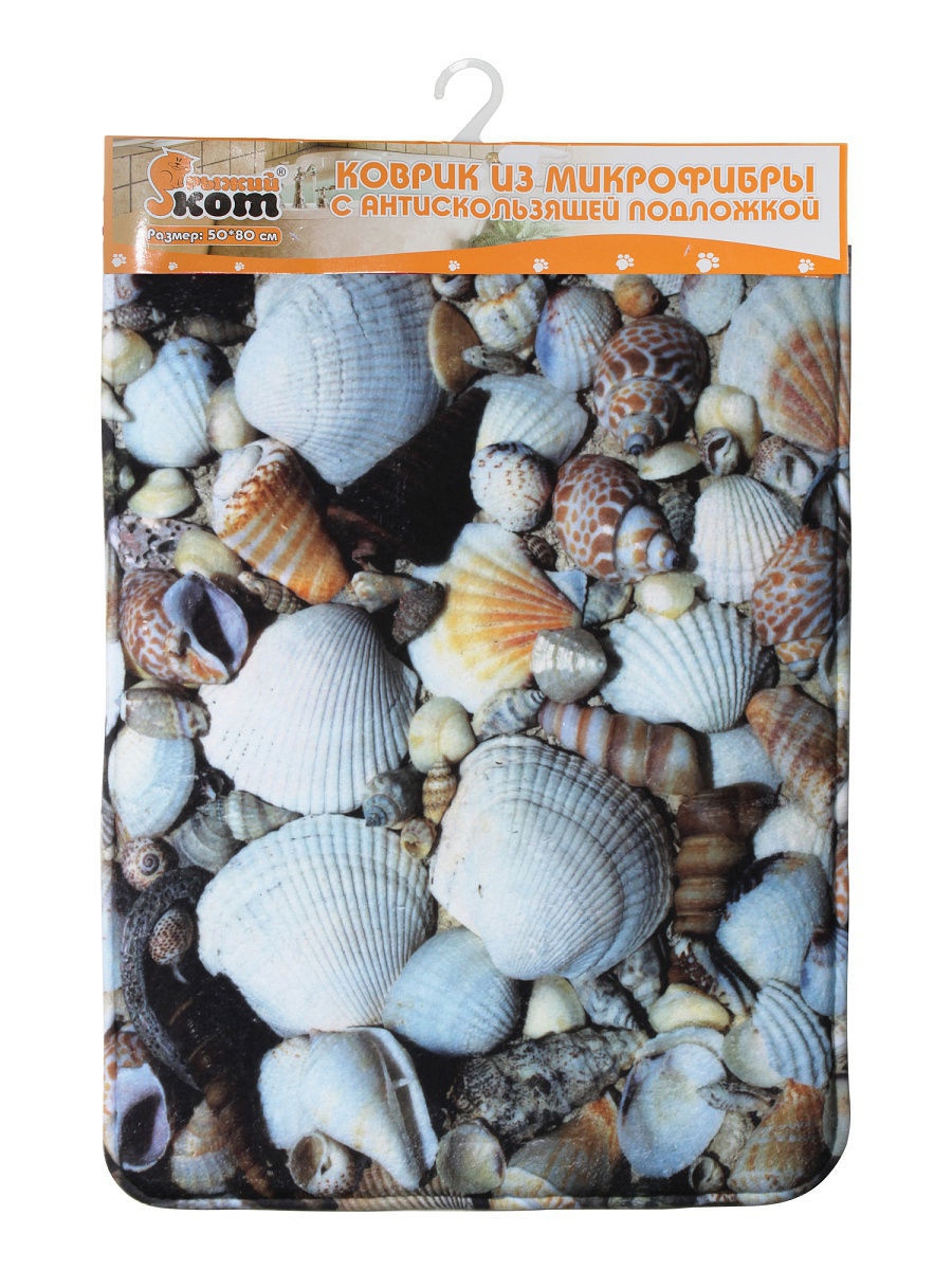 фото Коврик из микрофибры mat-shell_mf "ракушка", р-р 40*60см рыжий кот