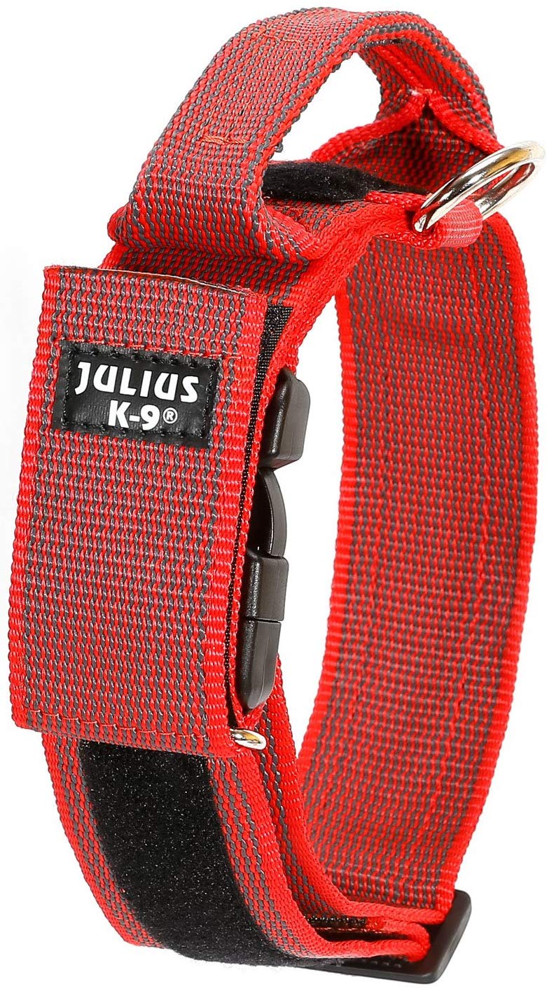 Ошейник для собак повседневный Julius-K9 Color & Gray, шея 47-67 см, полиэстер, красный