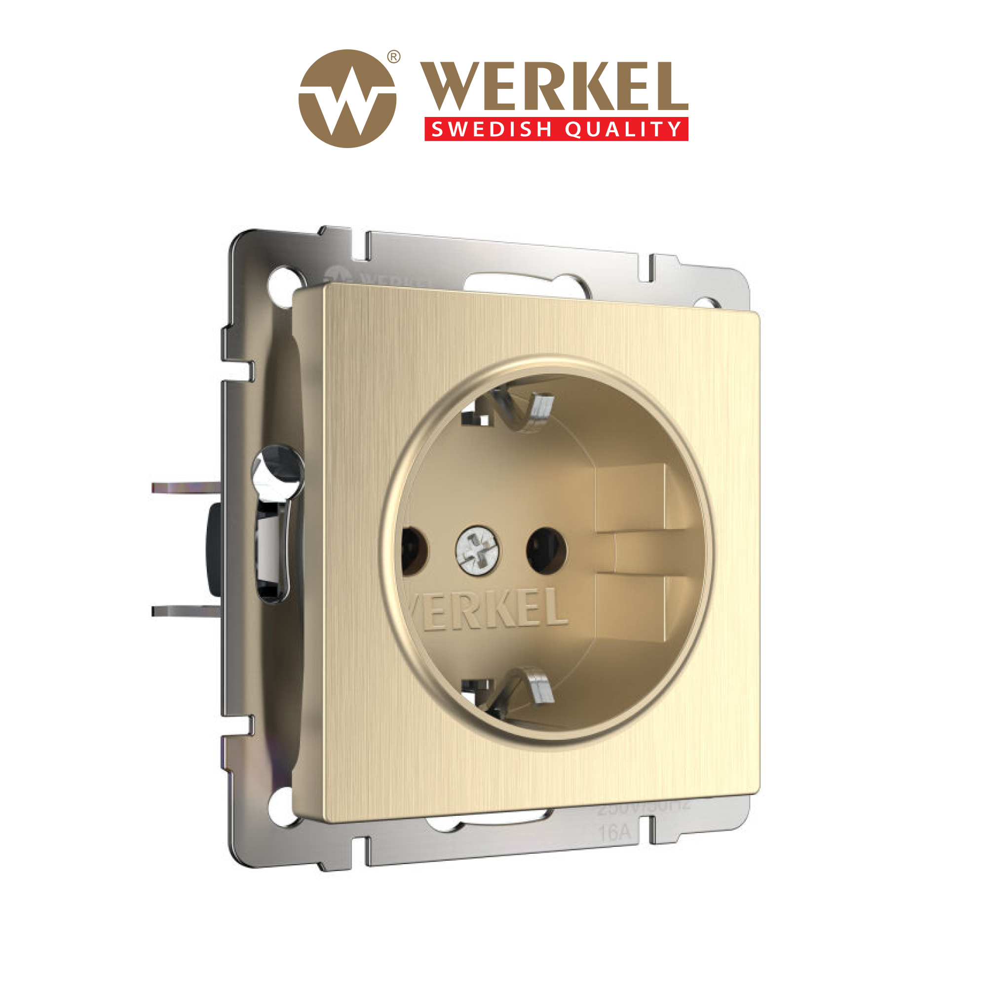 

Встраиваемая розетка Werkel W1171010 шампань рифленый с заземлением 16 А, Золотистый, Розетка с заземлением